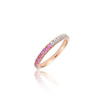half and half pink sapphire and diamond rose gold ring 