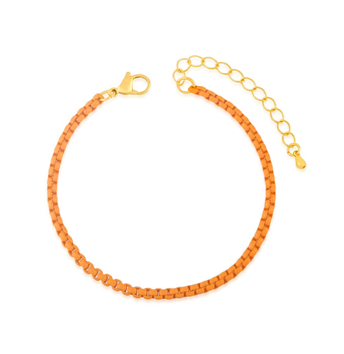 stainless steel lacquer coated orange chain bracelet
