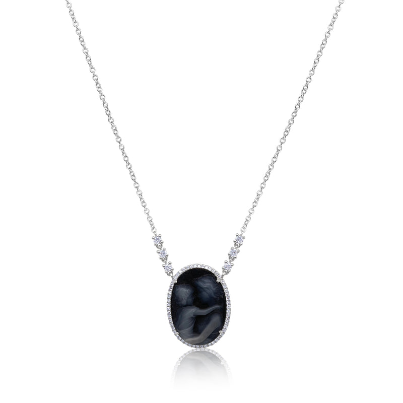 White Gold Cameo Necklace