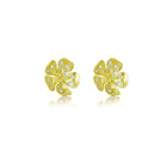 Yellow Gold and Diamond Flower Studs