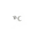 white gold diamond mini moon stud 