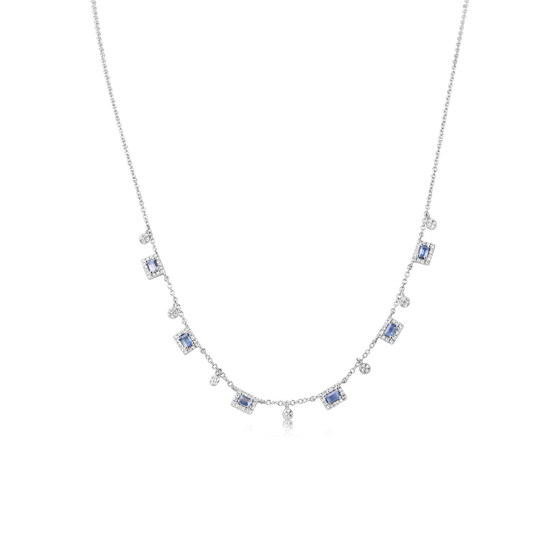 White Gold And Blue Sapphire Layering Necklace