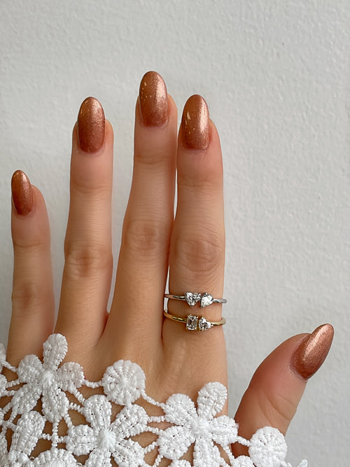 White Gold Double Stone Diamond Ring