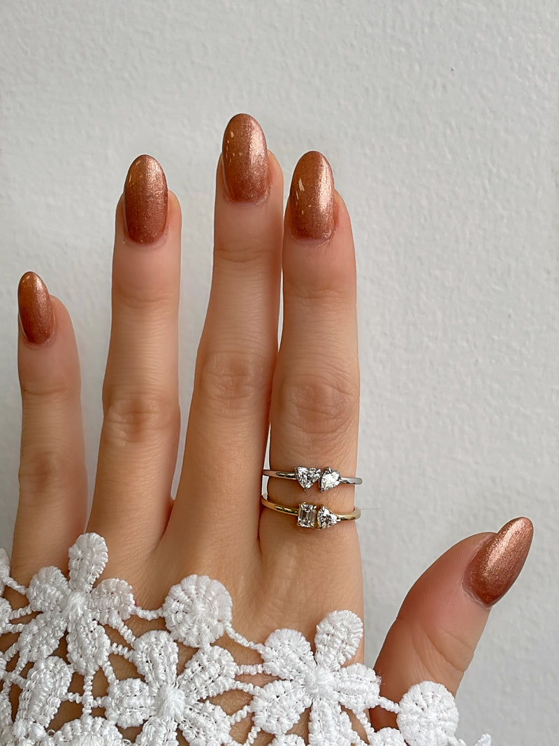 White Gold Double Stone Diamond Ring