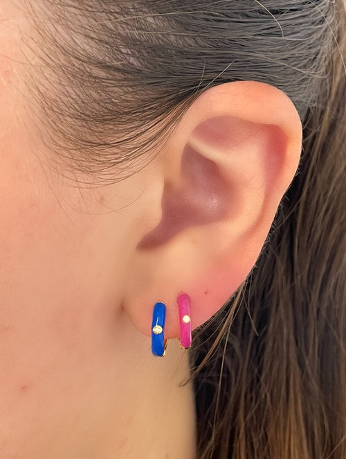 One stone Enamel Hoop Blue