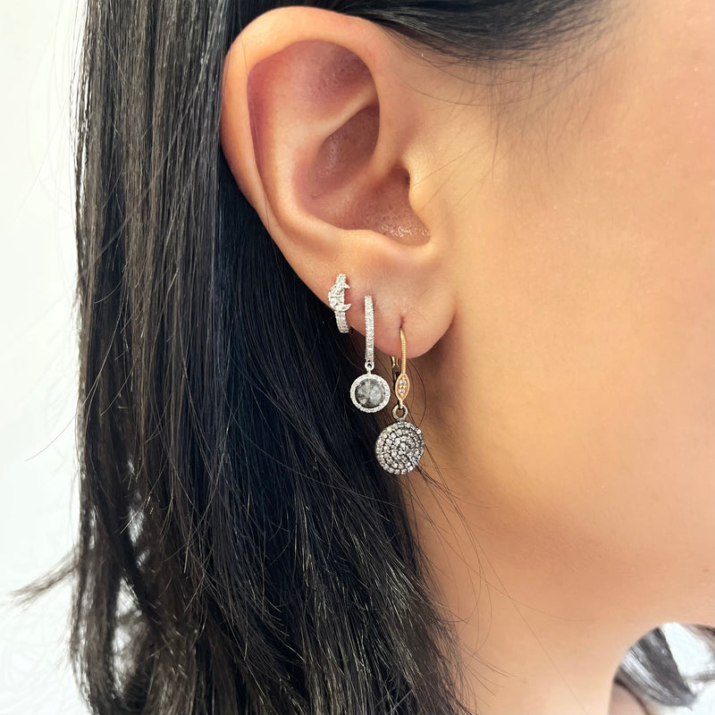 Rose Gold and Silver Diamond Earring