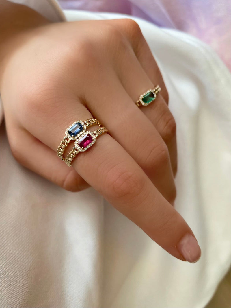 10K White Gold 5mm Trillion Cut Created Ruby Birthstone Ring - Size 7 -  Dana Dow Jewellers