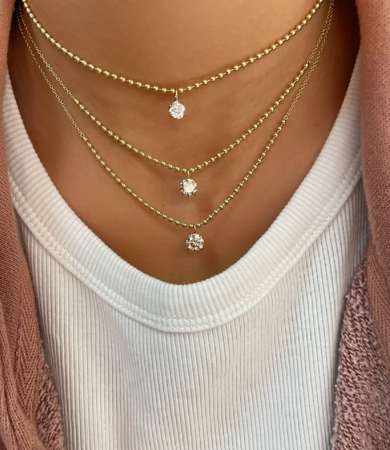 Yellow Gold Ball Chain Diamond Necklace – Meira T Boutique