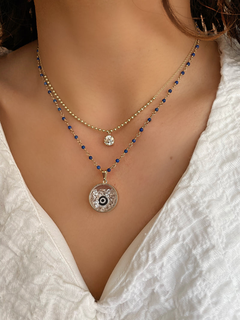 Black and White Evil Eye Bead Shaker Charm