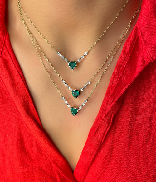Emerald Dainty Heart Necklace