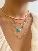 White Opal Teardrop Shaped and Pink Gold Plated Chain Necklace