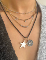 Black Box Chain with 18K Gold Fill Star and Medallion Charms