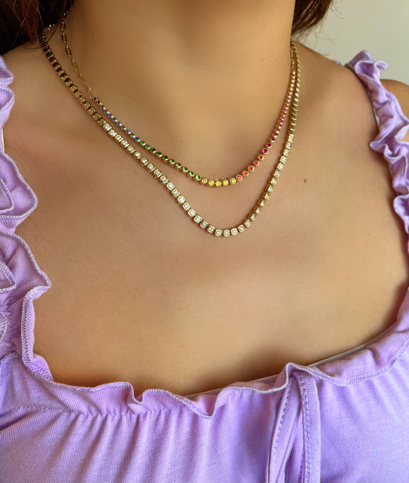 Yellow Gold Paperclip Rainbow Necklace-ONLINE EXCLUSIVE