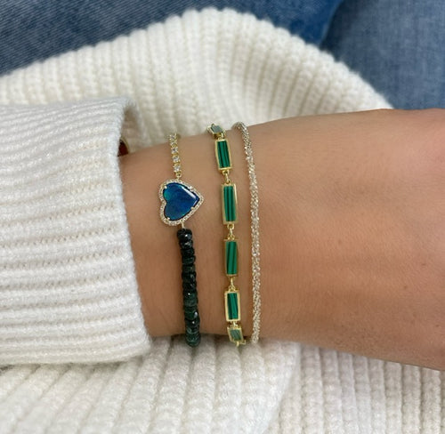 Yellow Gold Plated Malachite Chain Bracelet