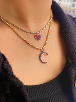 Yellow Gold Blue Sapphire Moon Charm *ONLINE EXCLUSIVE*