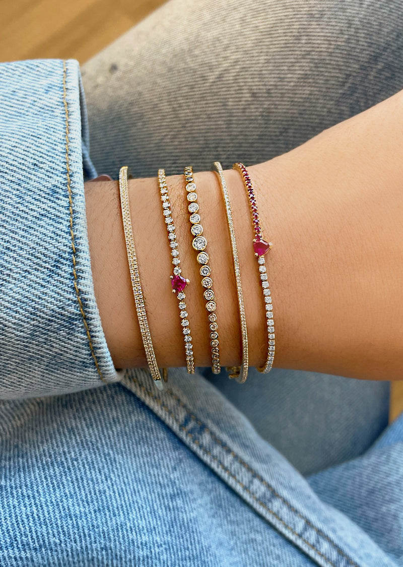 Yellow Gold Diamond and Ruby Heart Bracelet *ONLINE EXCLUSIVE*