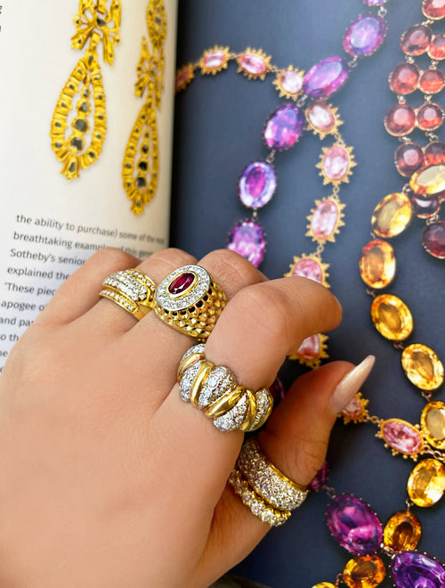 Yellow Gold and Diamond Vintage Cigar Ring
