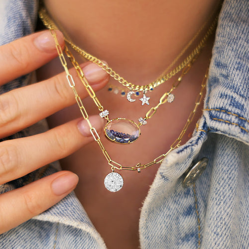 Paperclip Emerald Shaker Necklace