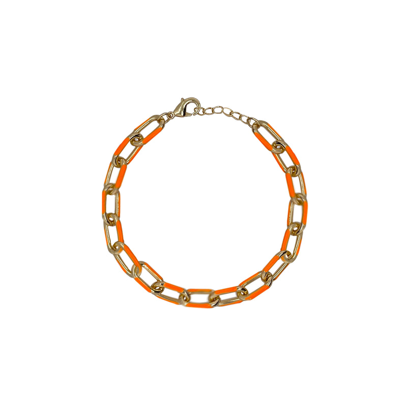 alternating orange paperclip chain bracelet