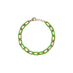 Alternating Green Paperclip Chain Bracelet