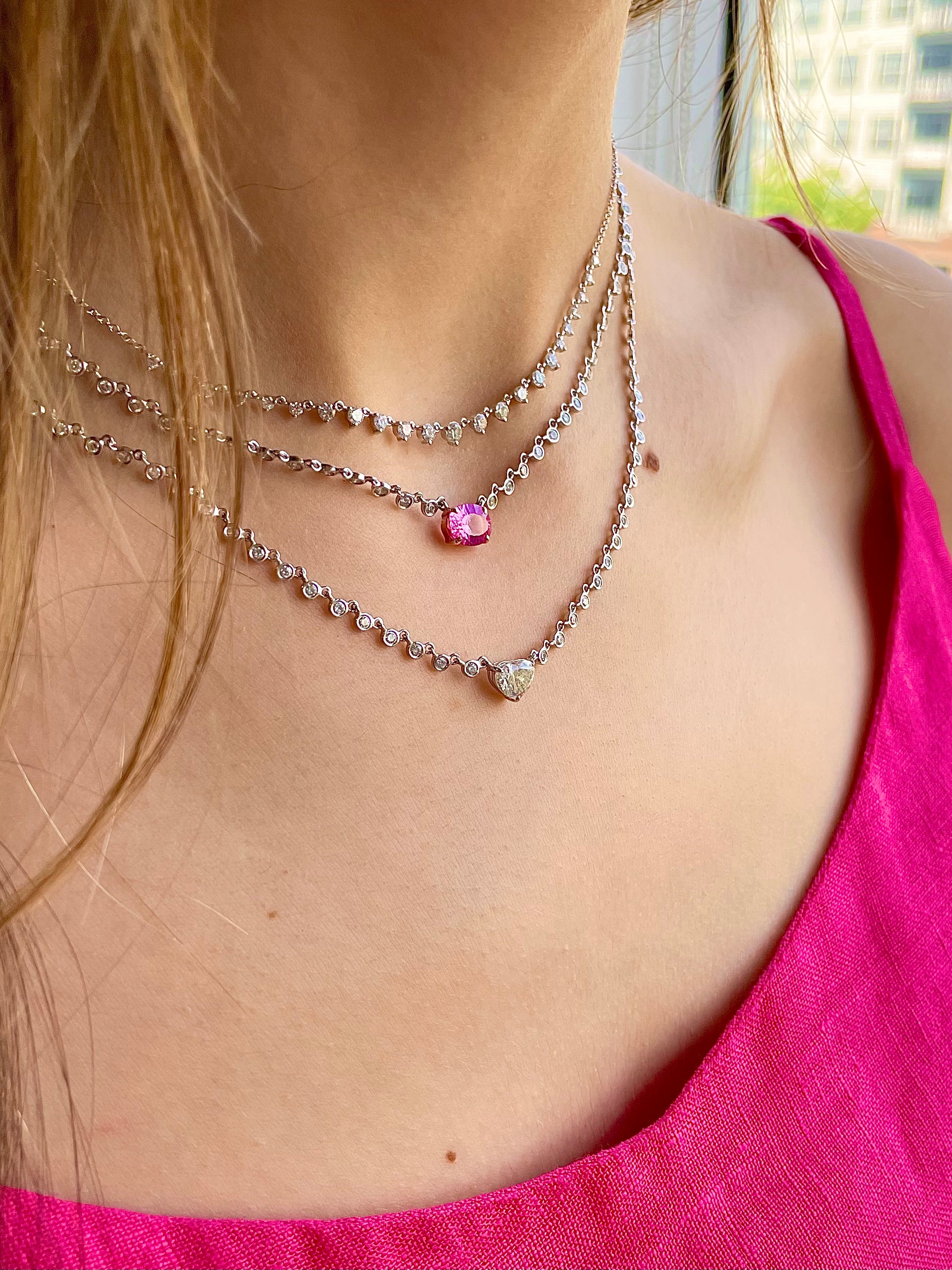 Pink Sapphire and Diamond Necklace