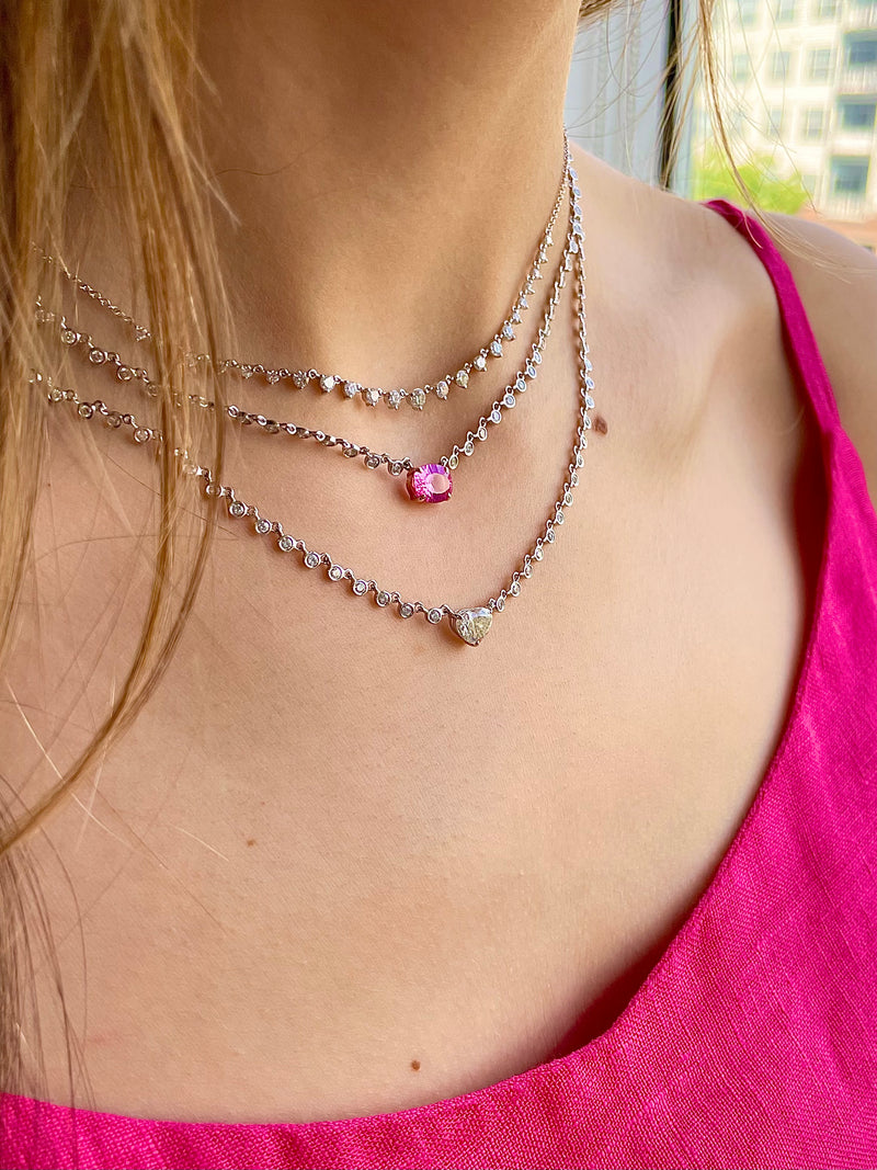 Pink Sapphire and Diamond Necklace