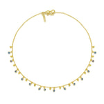 Yellow Gold Plated Blue Topaz Drop Necklace