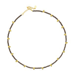 Pyrite Bead and Gold Plated Ball Drop Necklace
