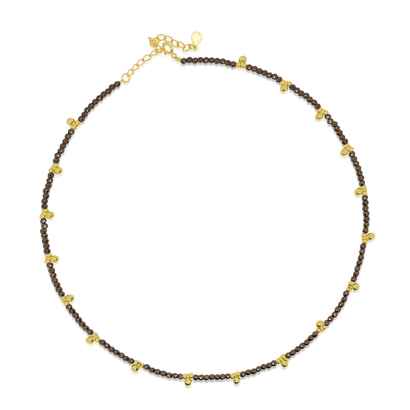 Pyrite Bead and Gold Plated Ball Drop Necklace