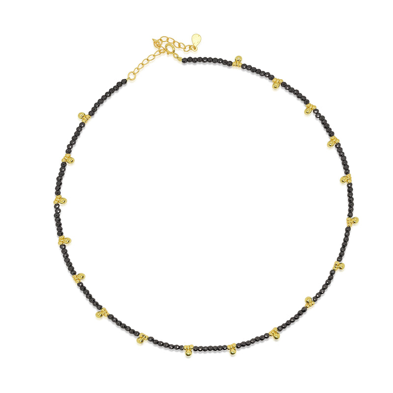 Silverite Bead and Gold Plated Ball Drop Necklace.