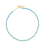 Turquoise Bead and Gold Plated Ball Drop Necklace.
