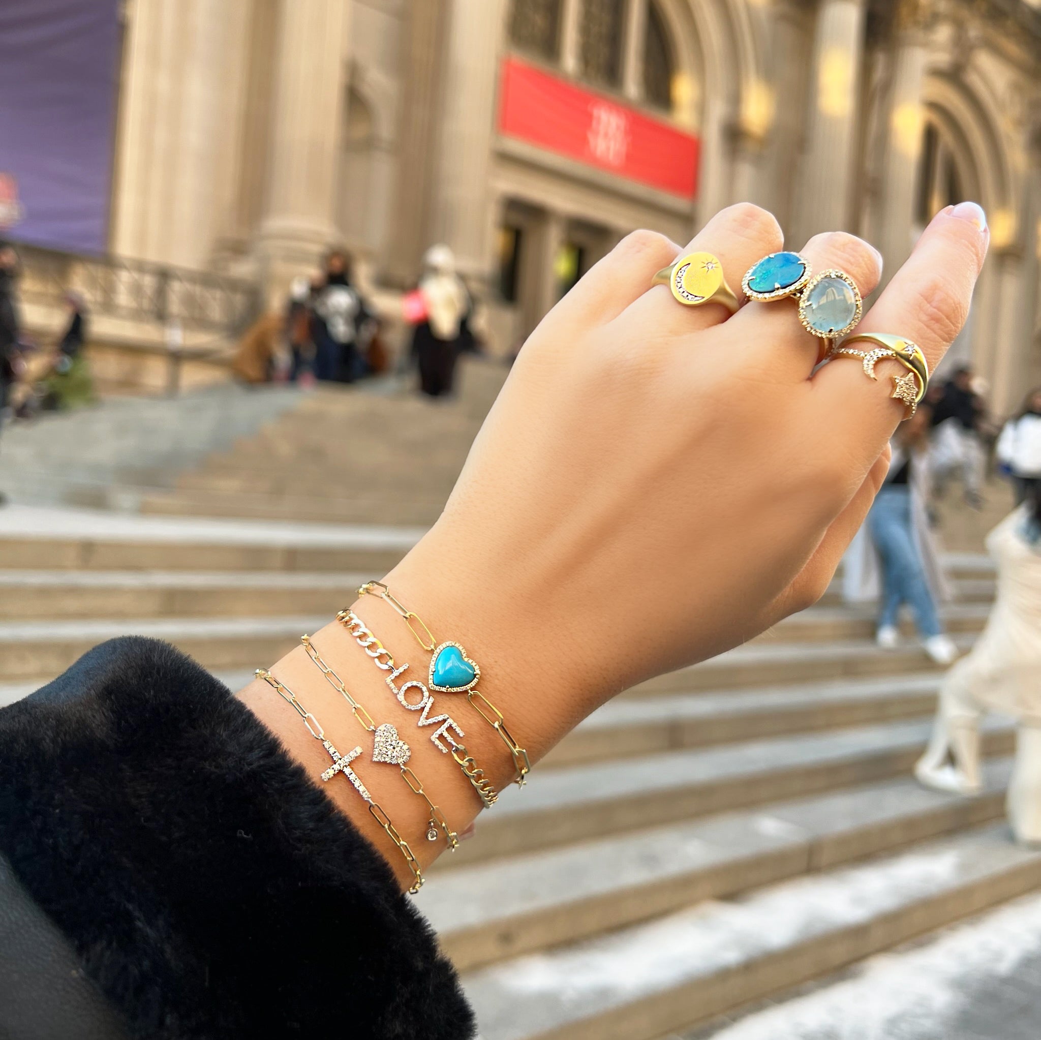 yellow gold and Opal Diamond Halo Ring