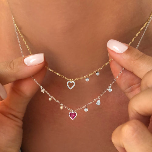 Dainty Ruby Heart Necklace