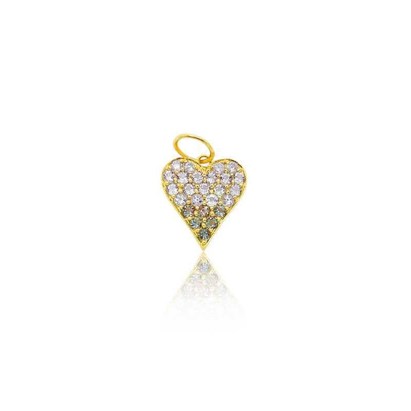 14kt Yellow Gold Ombre Blue Topaz Heart Charms