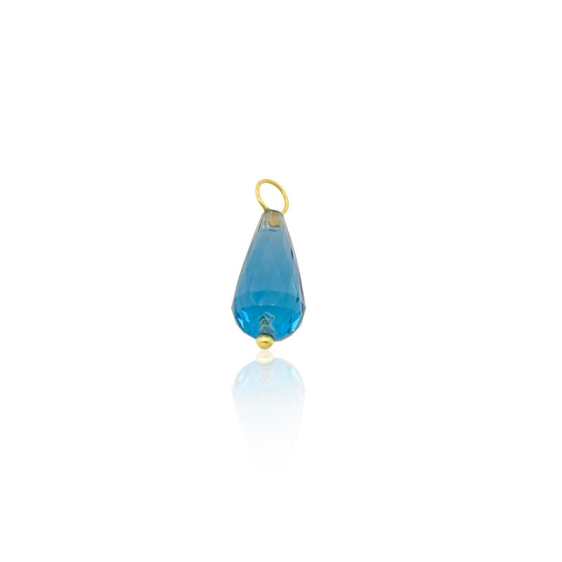 Yellow Gold Blue Topaz Briolette Charm