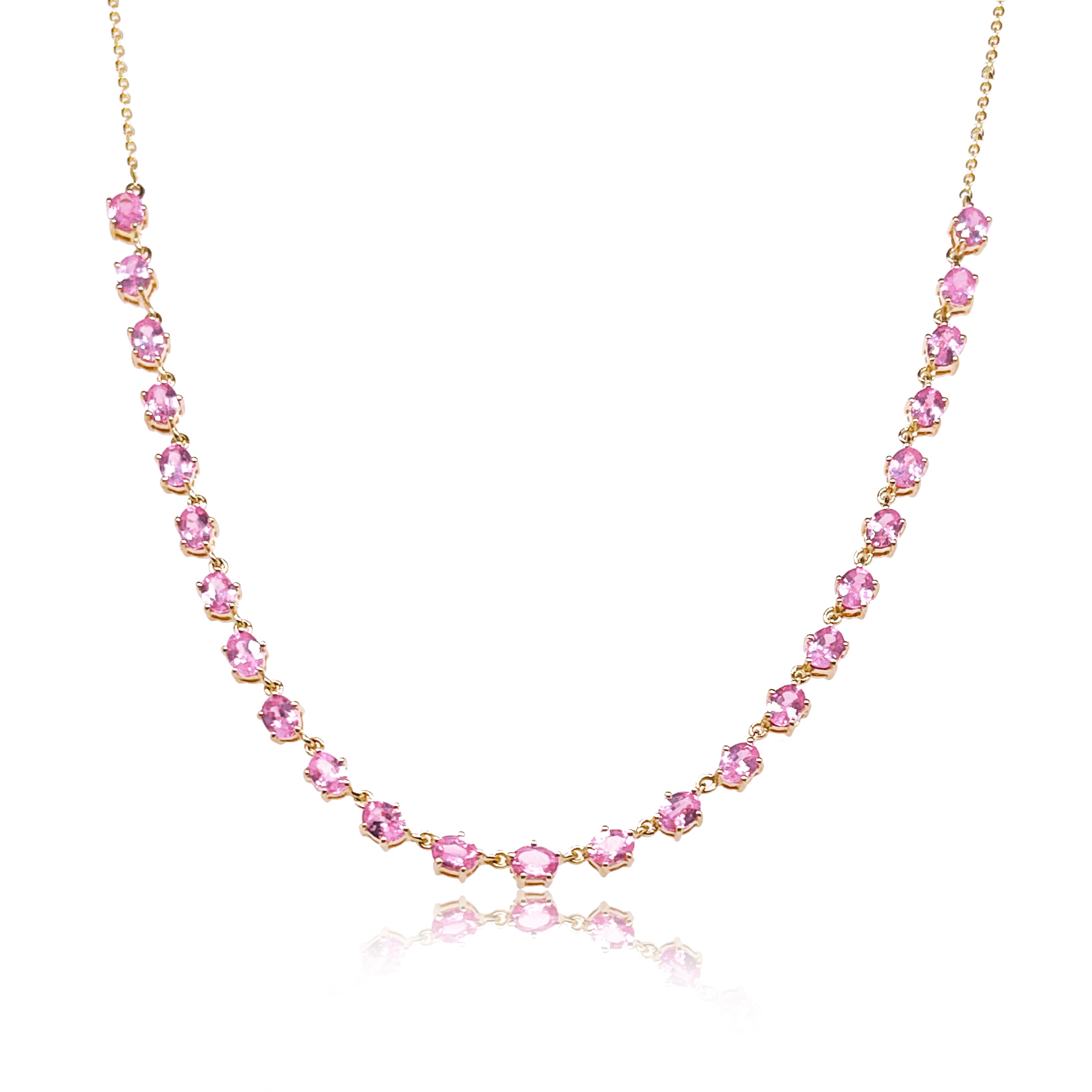 pink sapphire tennis necklace
