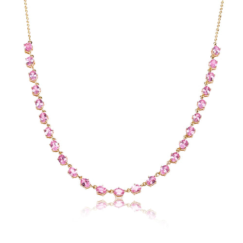 pink sapphire tennis necklace