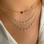 Sisterly Style Dainty Ruby Heart and Bezel Necklace | Online Exclusive