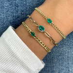 Emerald and Cuban Link Bracelet