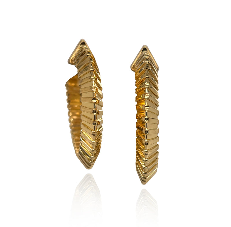 Gold Plated Ridge Hoop Earrings