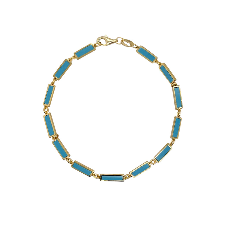 Yellow Gold Plated Turquoise Chain Bracelet