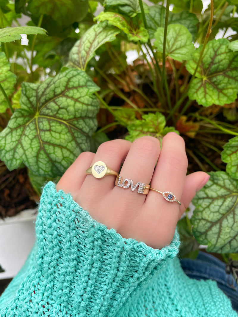 Gold and Blue Sapphire Evil Eye Ring