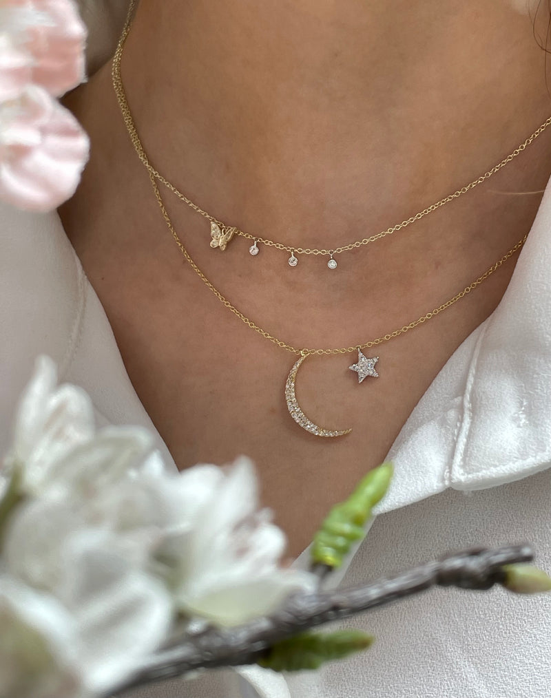 Dainty Diamond Butterfly Necklace