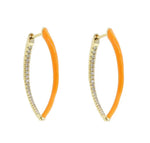 Orange Enamel and Gold Plated Crystal Oval Hoop Earrings