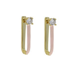 One Stone Oval and Enamel Pink Hoop Earring