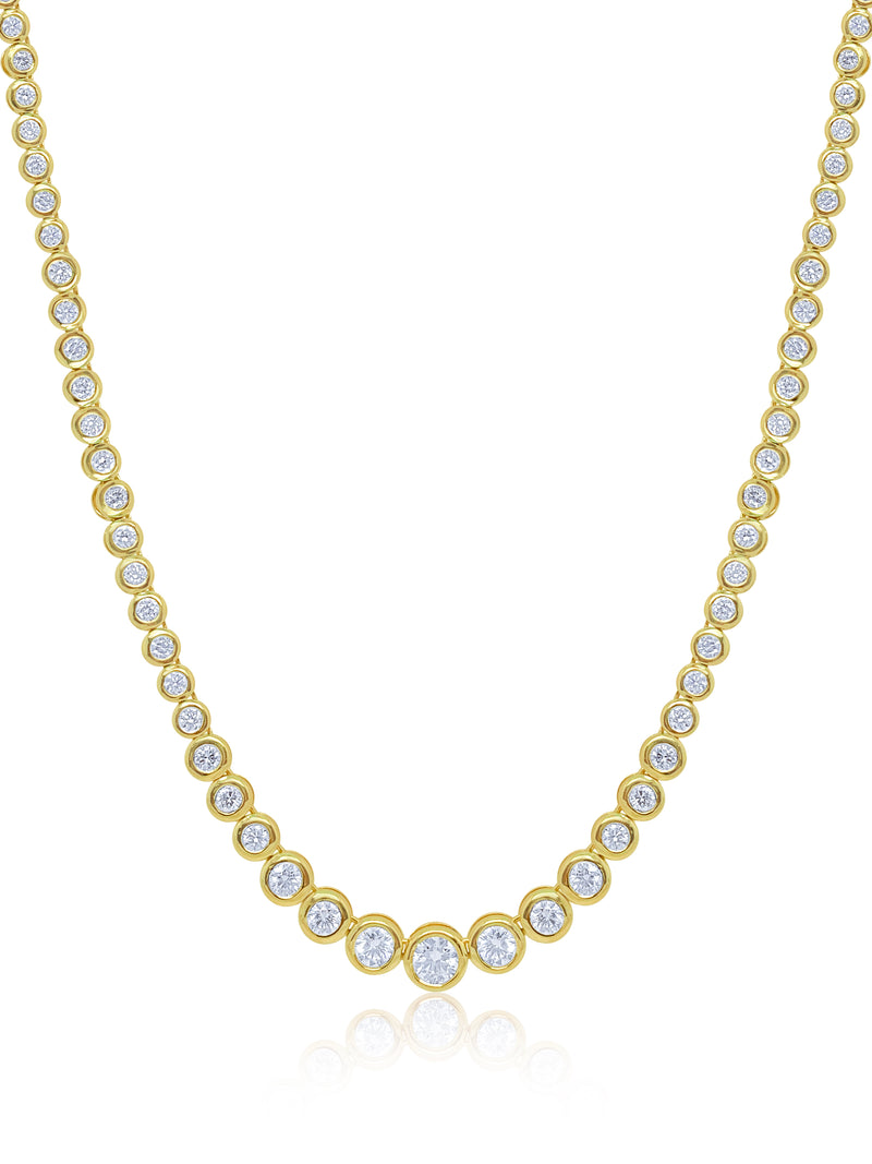 Yellow Gold Bezel Set Tennis Necklace