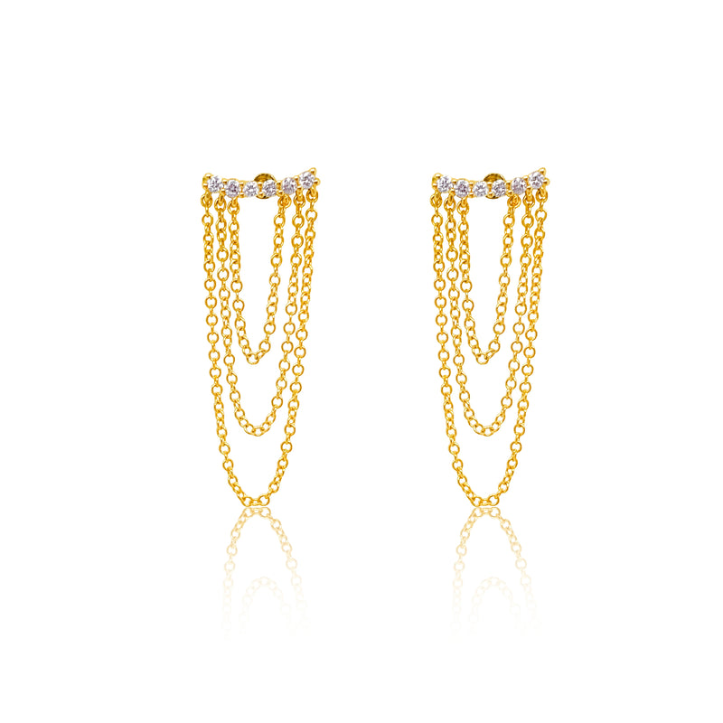 Yellow Gold Diamond Earring Climber Fringe Studs *ONLINE EXCLUSIVE*