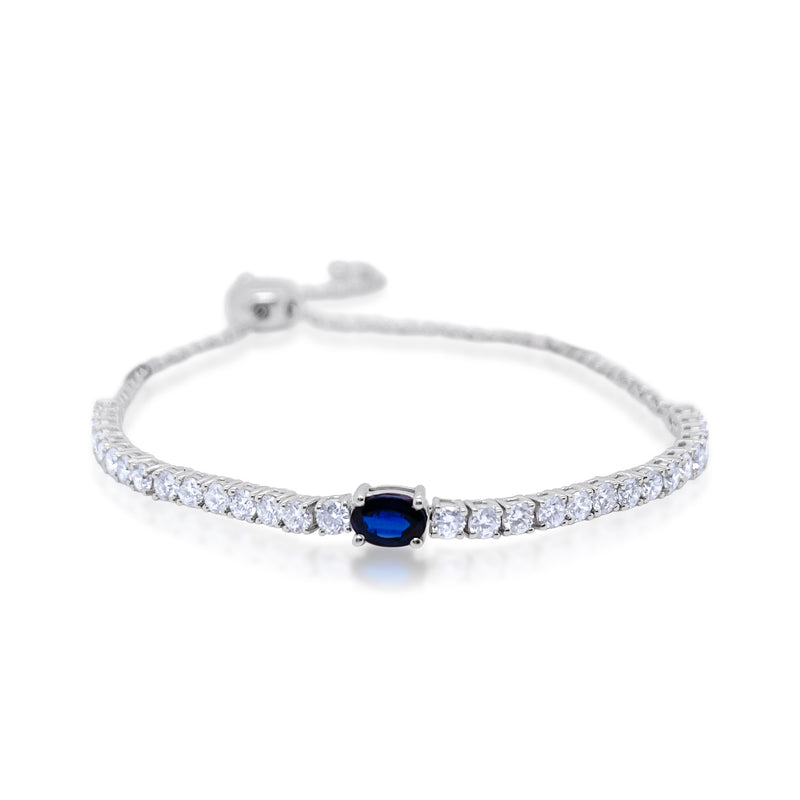 White Gold Diamond and Blue Sapphire Tennis Bracelet *ONLINE EXCLUSIVE*