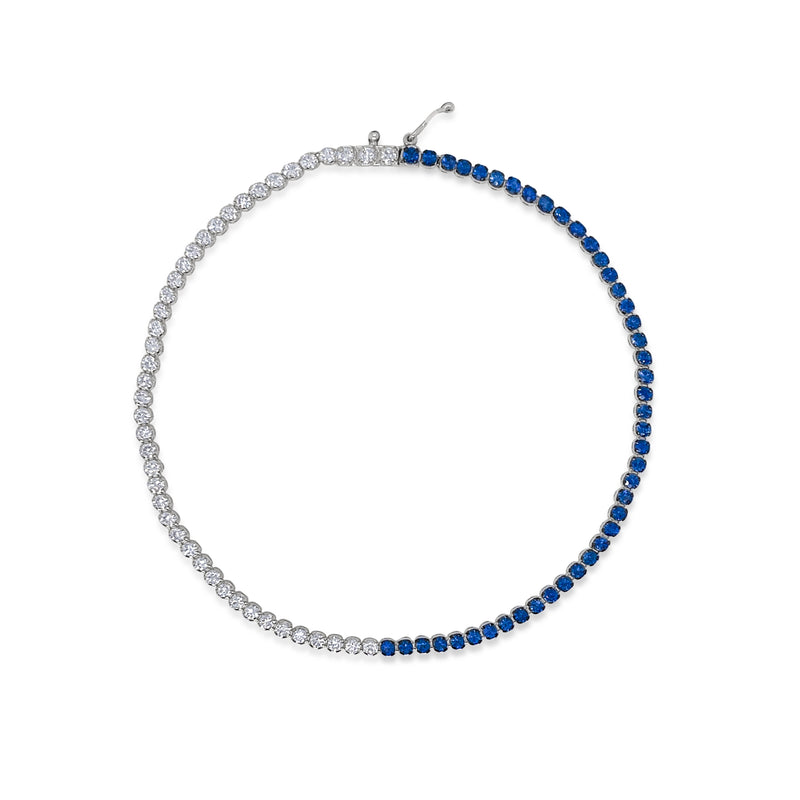 White Gold Diamond and Blue Sapphire Tennis Bracelet *ONLINE EXCLUSIVE*