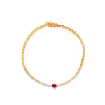 Yellow Gold Diamond and Ruby Heart Bracelet *ONLINE EXCLUSIVE*